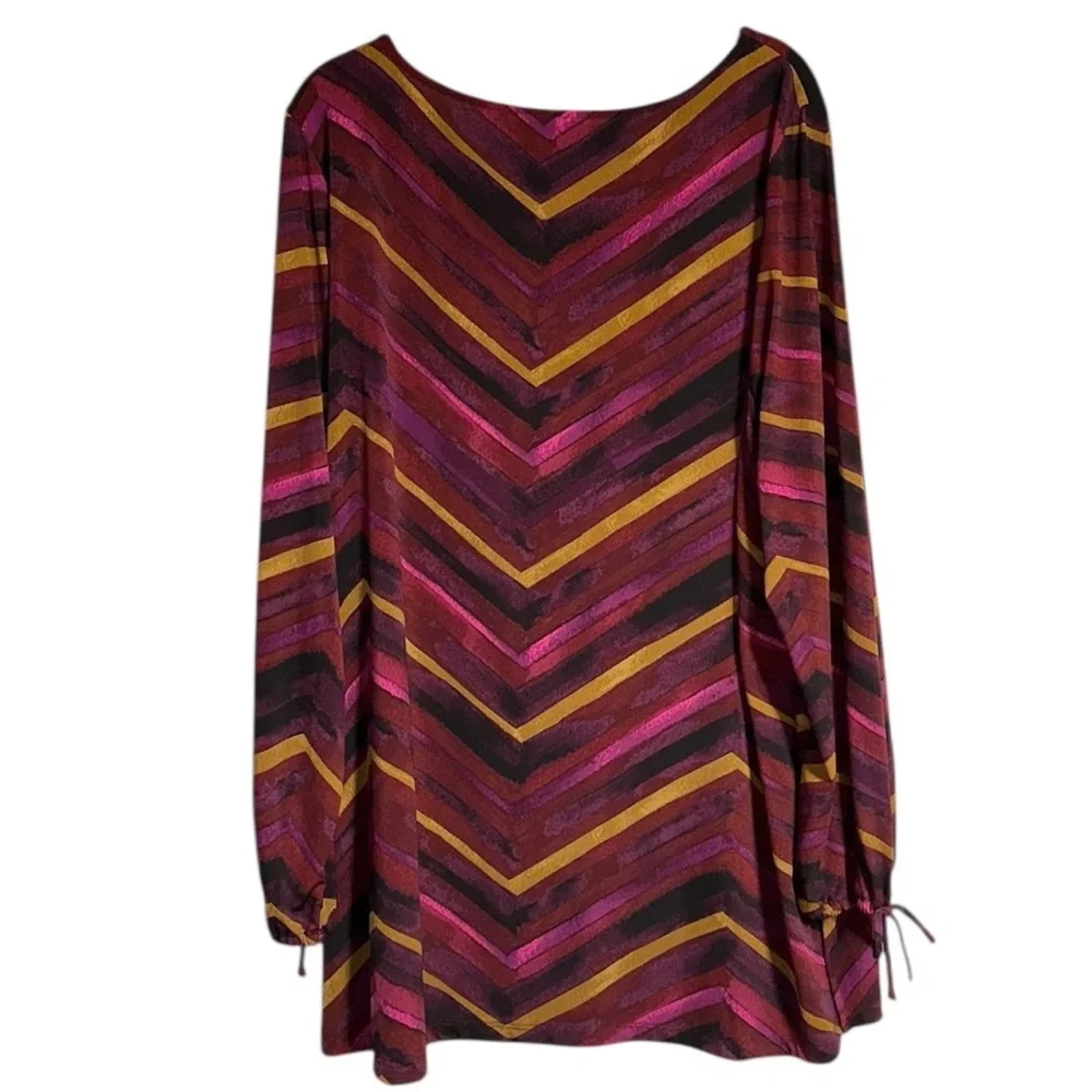Susan Graver ~ Women’s Multicolor Chevron Long Sleeve Tunic Top A343065 Size 1X - Picture 2 of 8